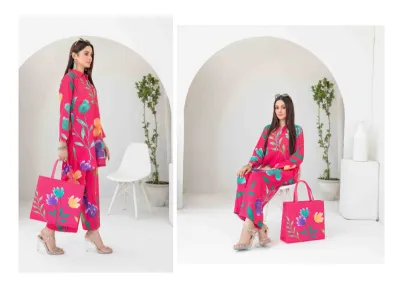 Original Tawakkal Pret Stitched Swiss Digital Printed 2pc with same matching Hand bags  🛍️ by TAWAKKAL FABRICS 